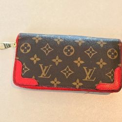 LOUIS VUITTON Monogram Zippy Retiro Long Wallet Leather Cerise Red