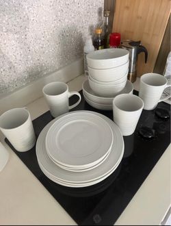White Stoneware Dinnerware Set - Like New
