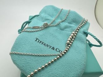 Tiffany Co Mixed Bead Chain 28 - 32" Sterling Silver Adjustable Necklace