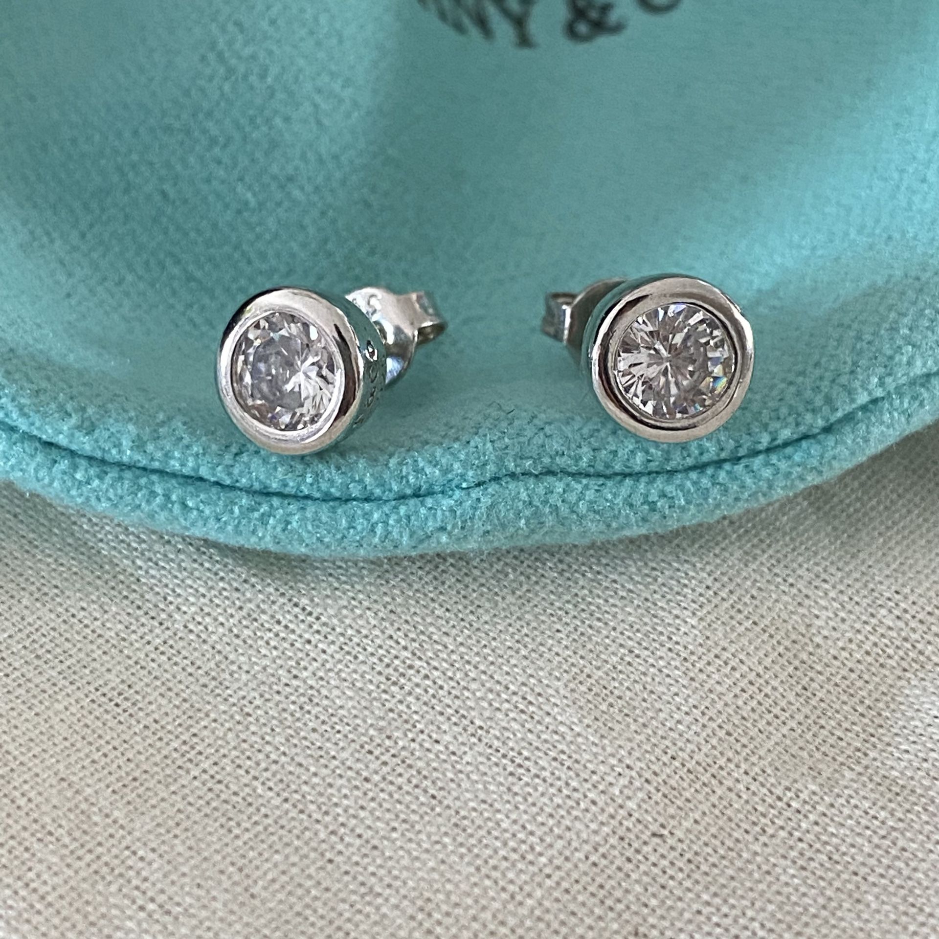Womens Tiffany & Co. Sterling Silver Diamond Earrings