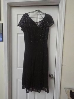 SLNY Cap Sleeve Sequin Lace Black