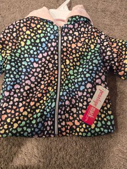 Penelope Mack Girls Rainbow Heart Print Jacket