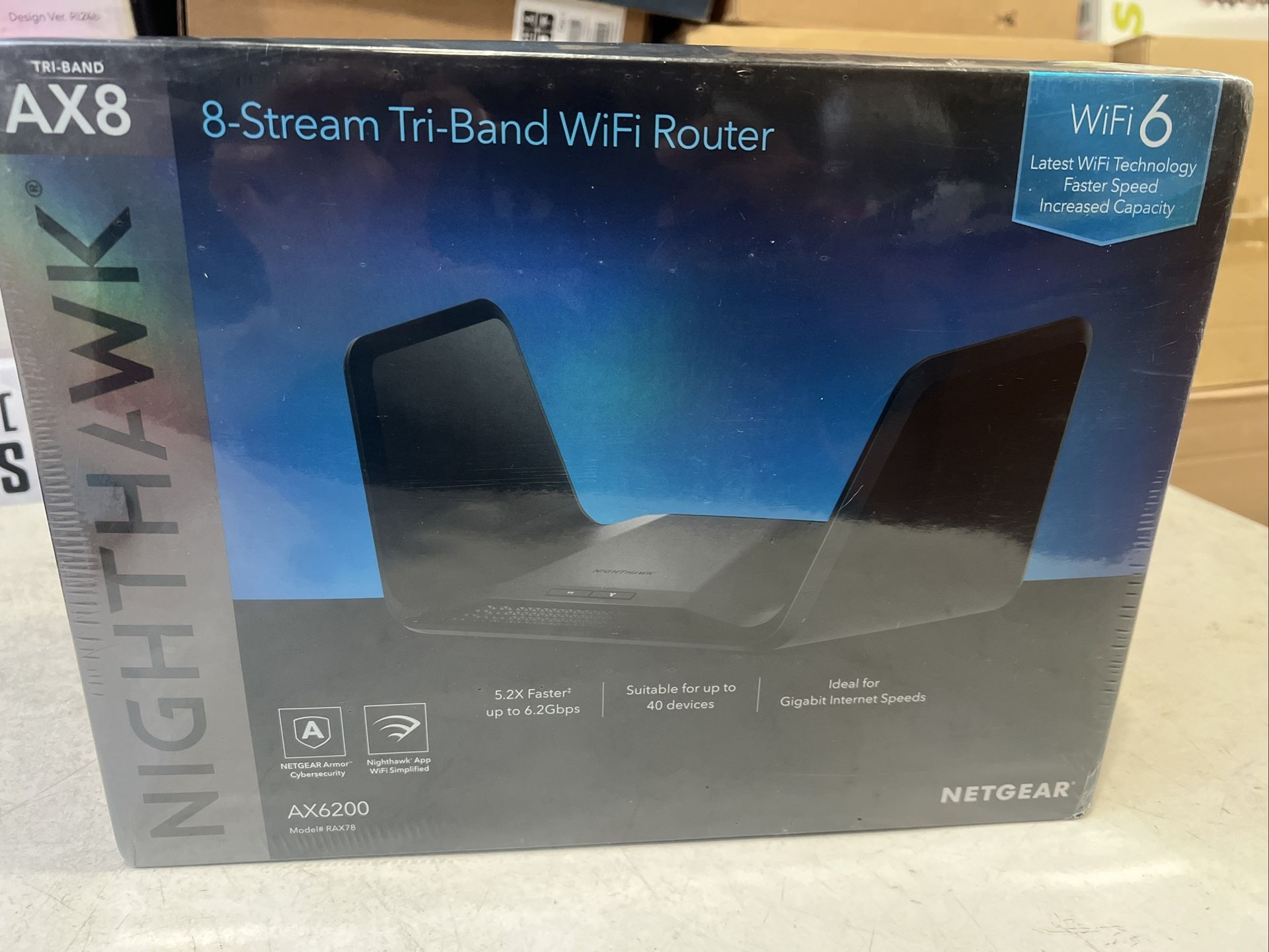 NIB Netgear Nighthawk AX8 Tri-Band 8-Stream AX6200 WiFi 6 Router (RAX78-100NAS)