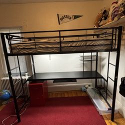 Single Bunk Bed W/ Desk Underneath 