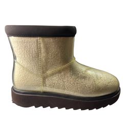 New Koolaburra By UGG Size 5 Clear Shearling Mini Boots With Brown Trim