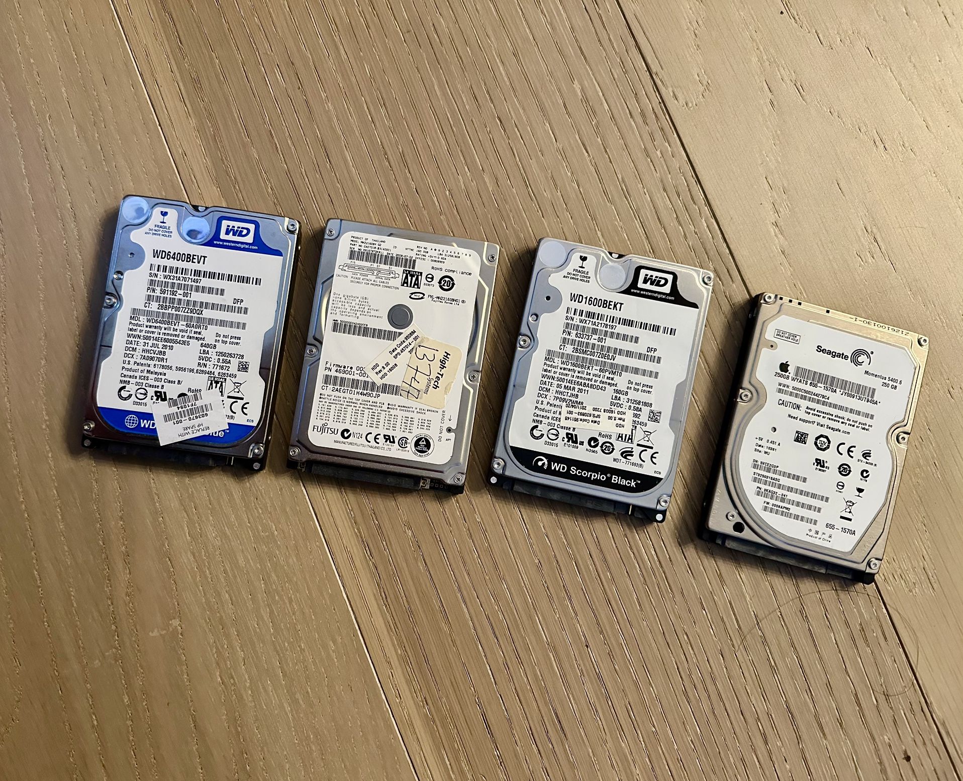 Laptop Hard Drives Various
