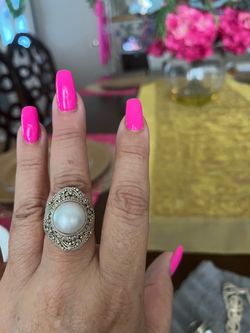 Designer Mabe, pearl Sterling silver ring