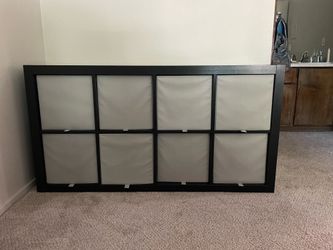 4x2 black shelves with 8 hampers