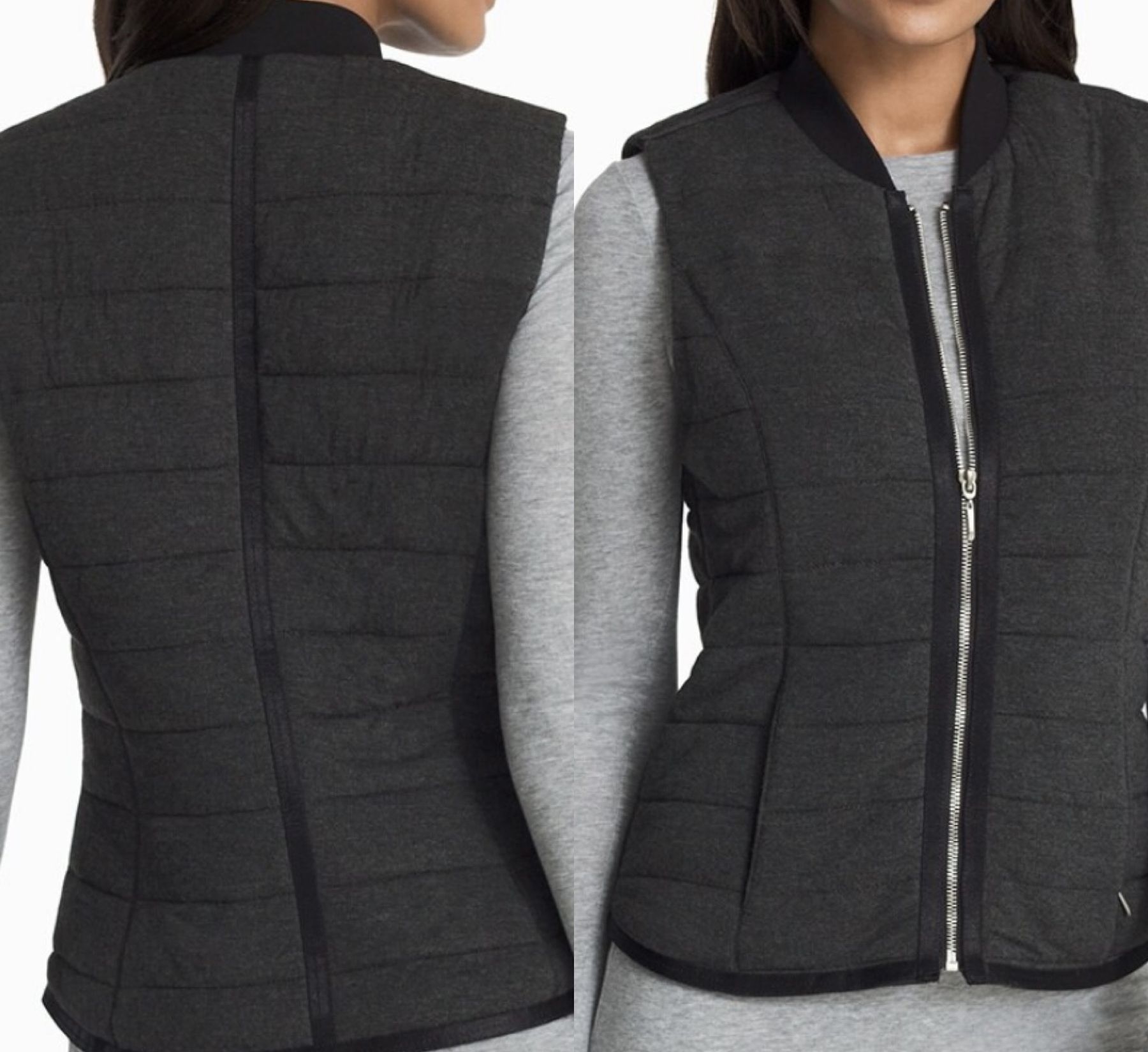 NWT $130 White House Black Market Knit Quilted Zip Up Vest S