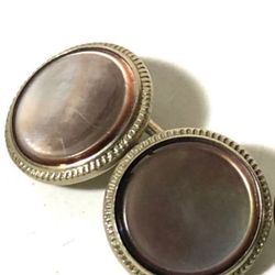 Old chrome Art Deco and abalon with platinum-inlaid rims. Complete set of tuxedo bogs 1930 $40