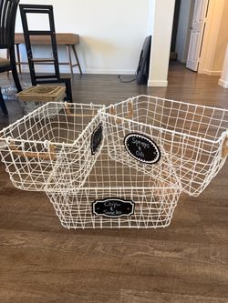 White wire baskets