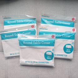 White Round Tablecloths Birthday Party Set