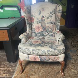 Vintage Floral peacock arm chair