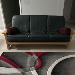 Futon Queen size Hunter Green Leather
