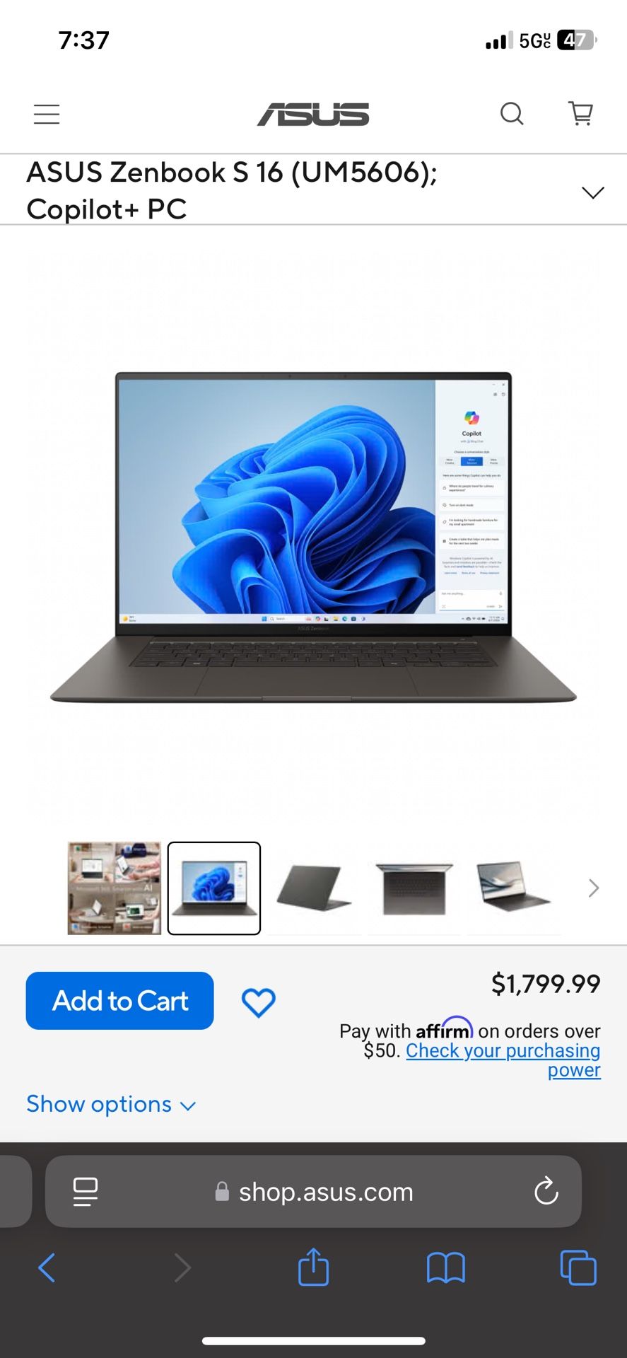 ASUS Zenbook S 16 (UM5606); Copilot+ PC