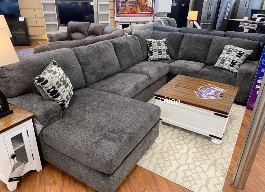 Ballinasloe Smoke Gray Raf Or Laf Sectional  Sofa Couch Living Room Set  °°•