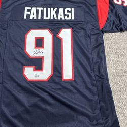 Folorunso Fatukasi Signed Autograph Custom Jersey - Beckett Coa - Houston Texans