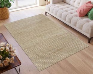 allen + roth Speckled Dunes 5 x 7.5 (ft) Loomed Jute Natural Ivory Rectangular Indoor Professionally Clean Only Area rug