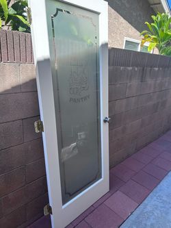 Pantry Door with Frosted Etched Glass