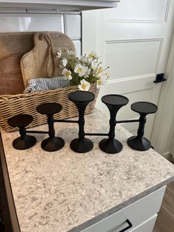 Black metal candle holder set $12