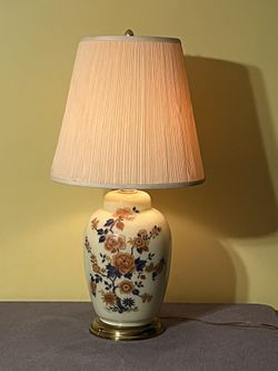 Vintage Alsy D Hague Floral Imari-like Chinoiserie Porcelain Table Lamp 33”H