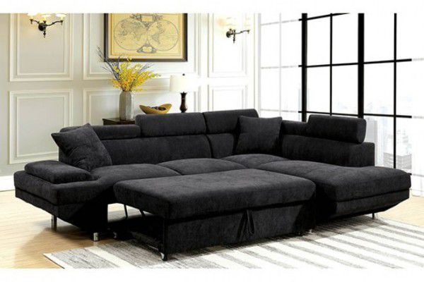 Brand New Black Modern Style Sectional Sofa Sleeper 