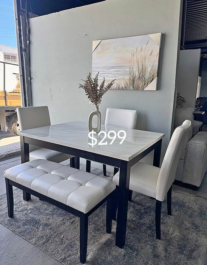 5-pc Dining Table Set With Bench