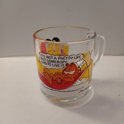 McDonald’s Vintage Garfield Glass Mug, 1978 Promo, Good Condition, No Chips