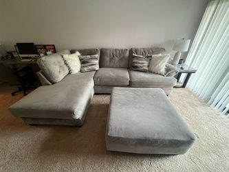 Gray sofa couch & ottoman