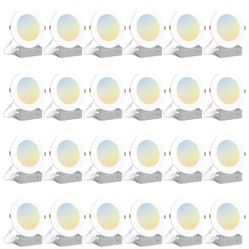(9999-75) 24 Pack 6 Inch 5CCT Ultra-Thin LED Recessed Light with Junction Box, 2700K/3000K/4000K/5000K/6000K Selectable, 1000LM Brightness, Dimmable C