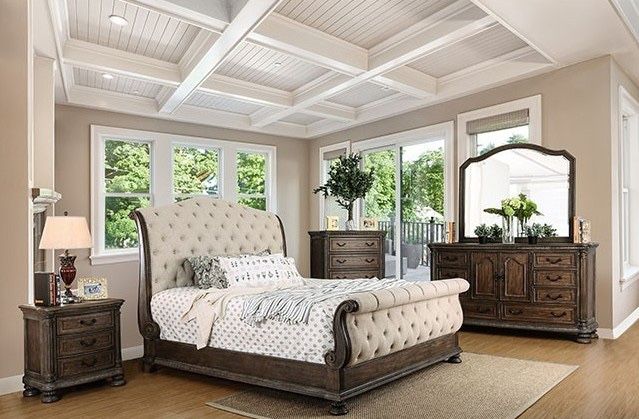 Brand New Elegant Natural Tones Queen Size Bedroom Set