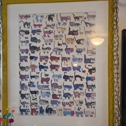 100 Cats Print In High-end Frame