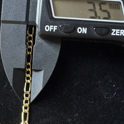 14k Gold Figaro Bracelet Hollow 7”