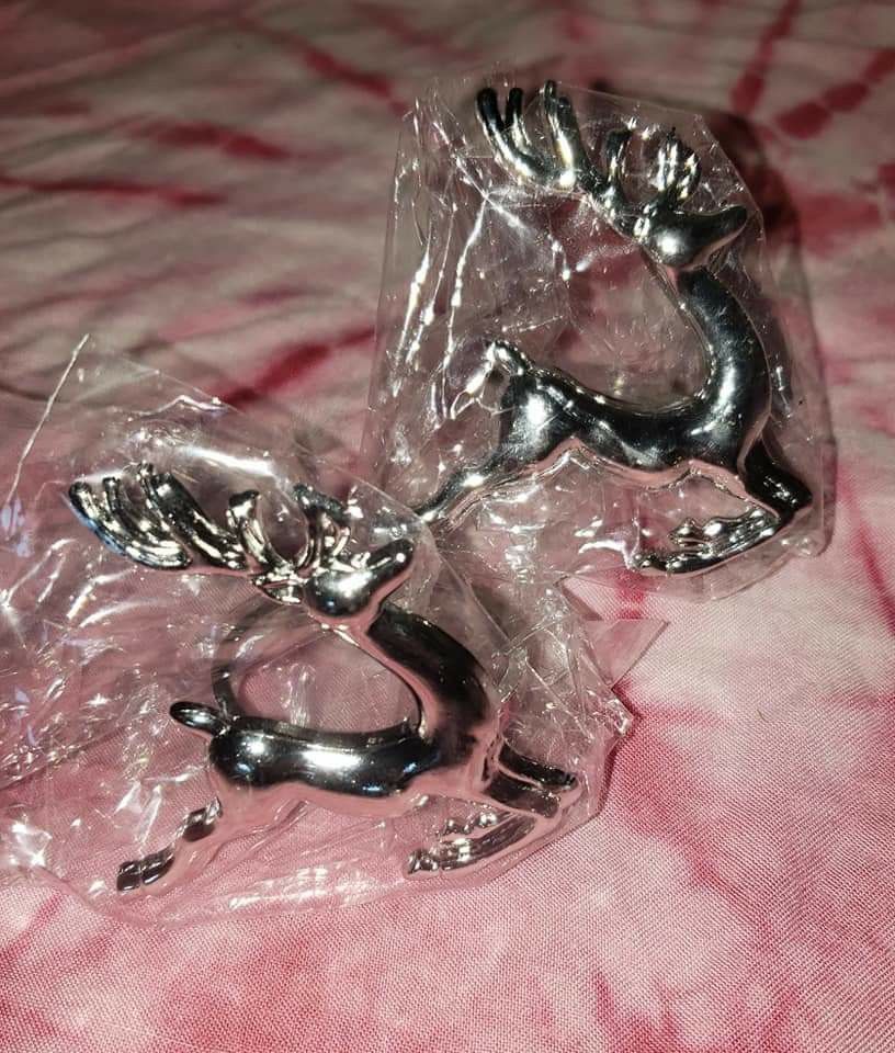 Napkin ring set of 2 (deer style) silver