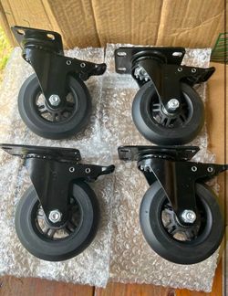Set of 4 Swivel Caster Wheels with Brakes