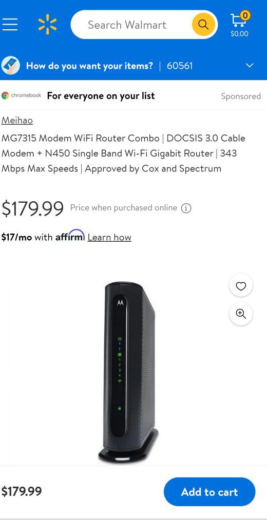 Motorola MG7315 Modem And Router Combo