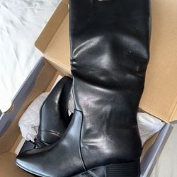 Liz Claiborne Womens Deering Stacked Heel Riding Boots