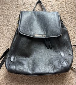 Michael Kors Ginger Medium Pebbled Leather Backpack Black Gold Tone Hardware