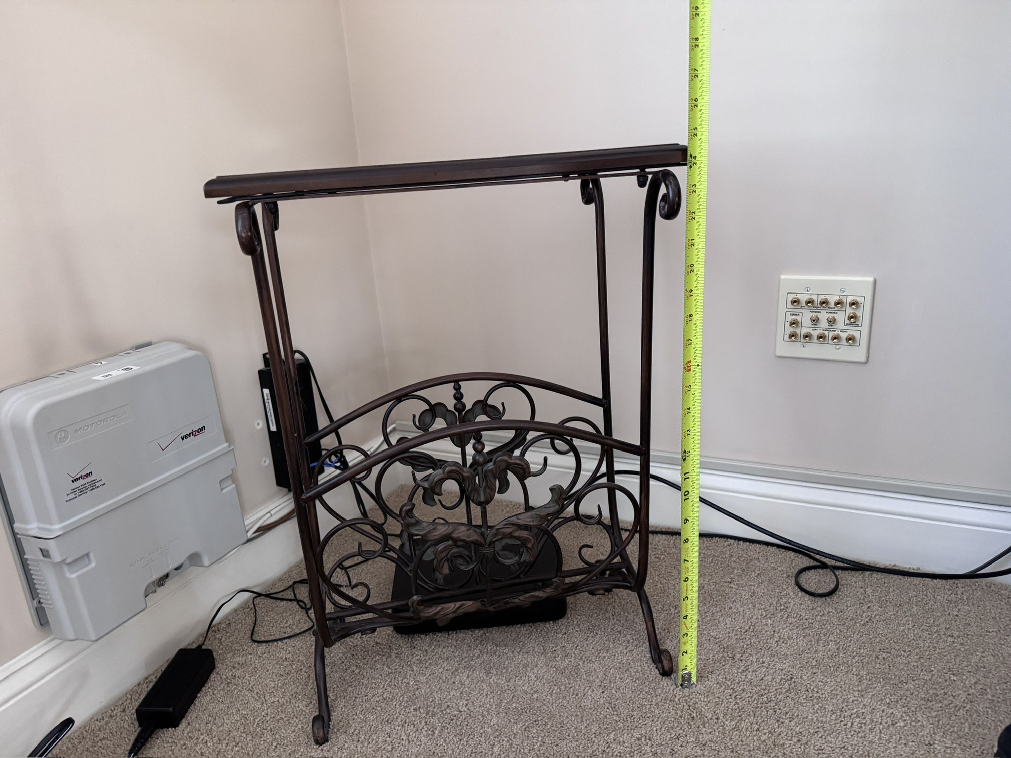 Magazine Side Table W/ Glass Top