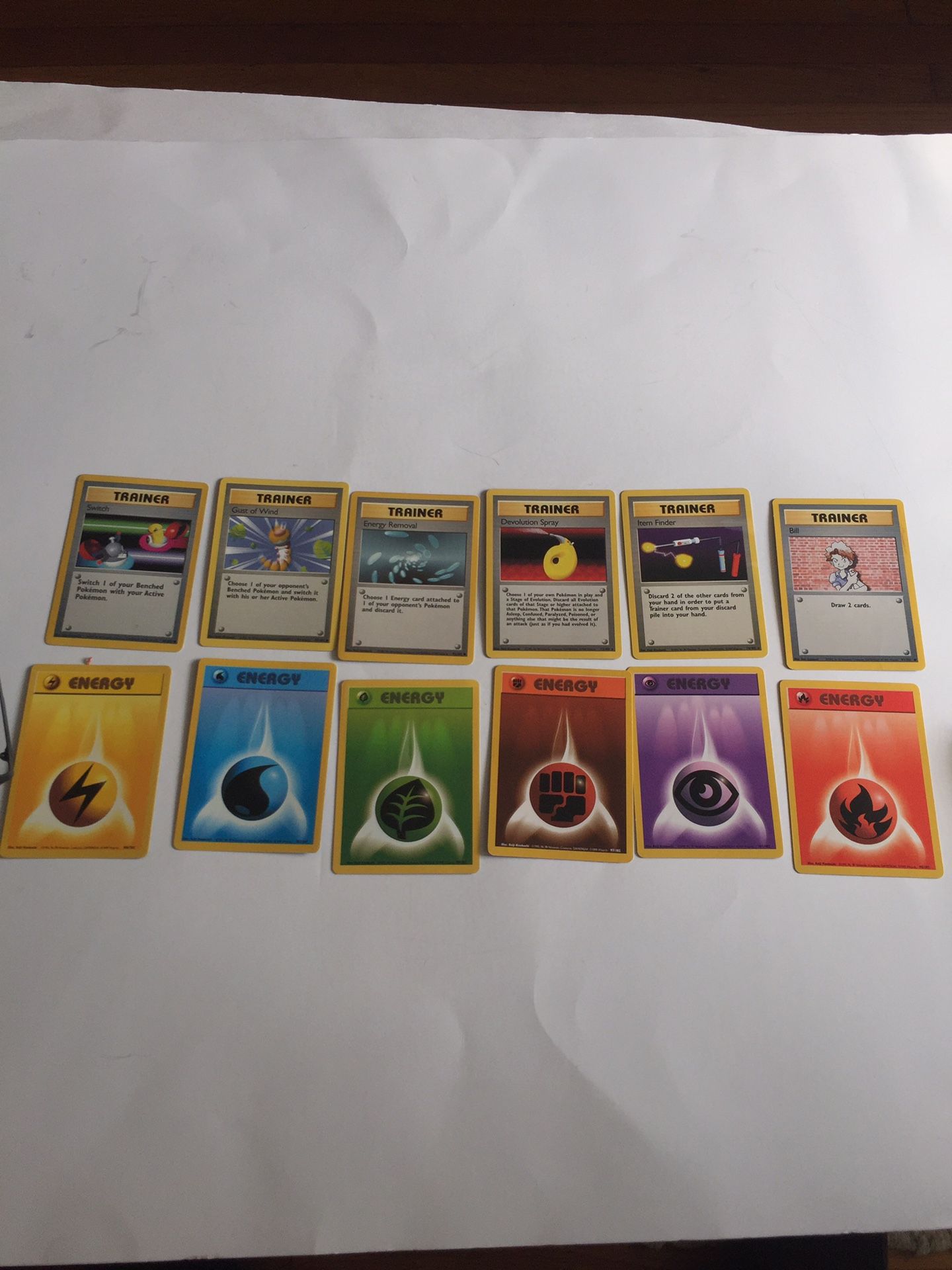 Six Trainers Six Energy Card Set All Original 1995 Base Set One