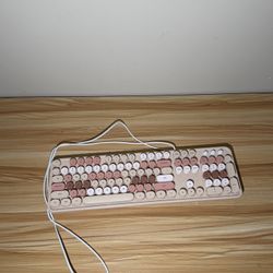 MOWUX Retro Typewriter Keyboard – Milk Tea Color – USB Wired – Cute Aesthetic