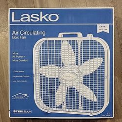Lasko 20” Air Circulating Box Fan,  3 Quiet Speeds , 3733, Blanco