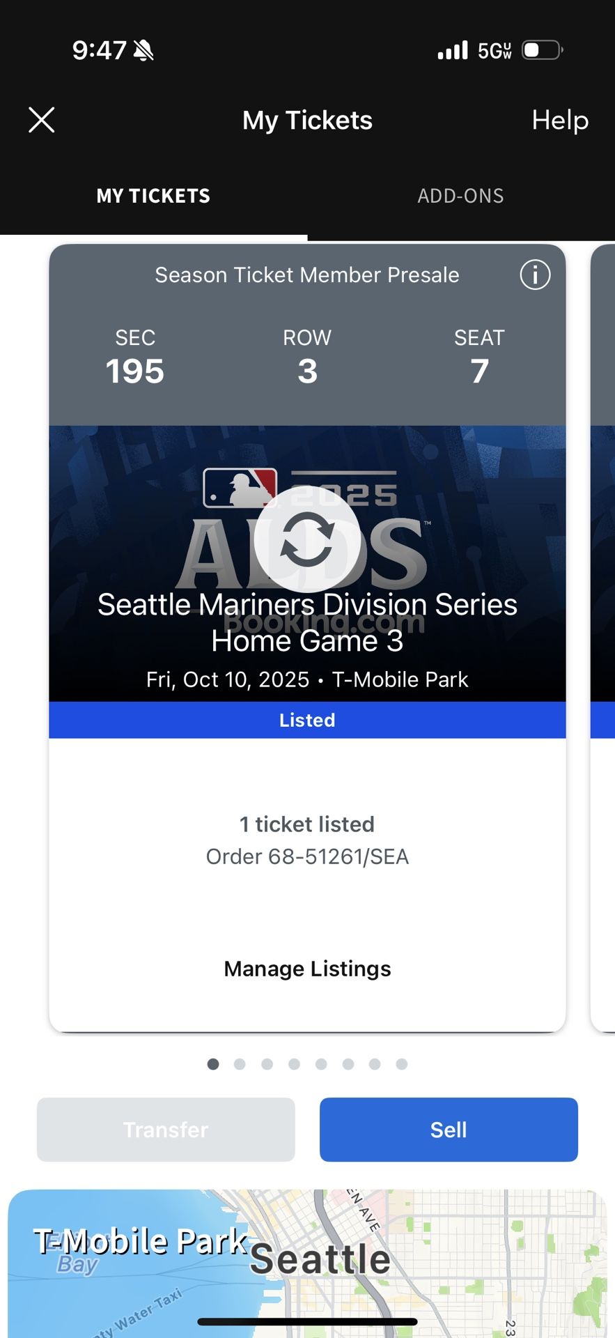 Mariners Game 5 ALDS Tickets!
