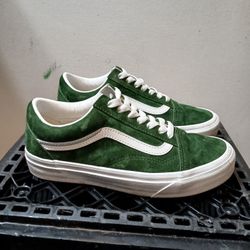 VANS 751505 Old Skool Classics Green Suede Skater Shoes Men's 5 Women’s 6.5, 