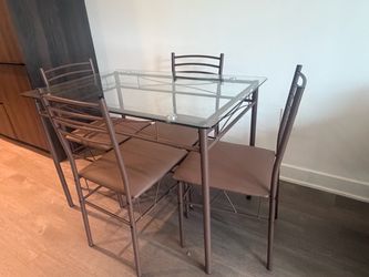 Glass Dining Table + 4 Chairs