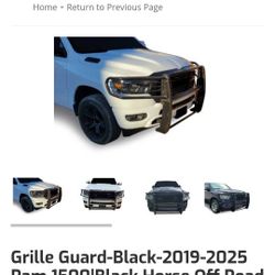 Dodge Ram Black Horse Grille Brush Bumper Guard Modular Black Compatible with 19-24 Ram 1500(Excl. Rebel & TRX Trims, 19-24 Ram 1500 Classic and 20-22
