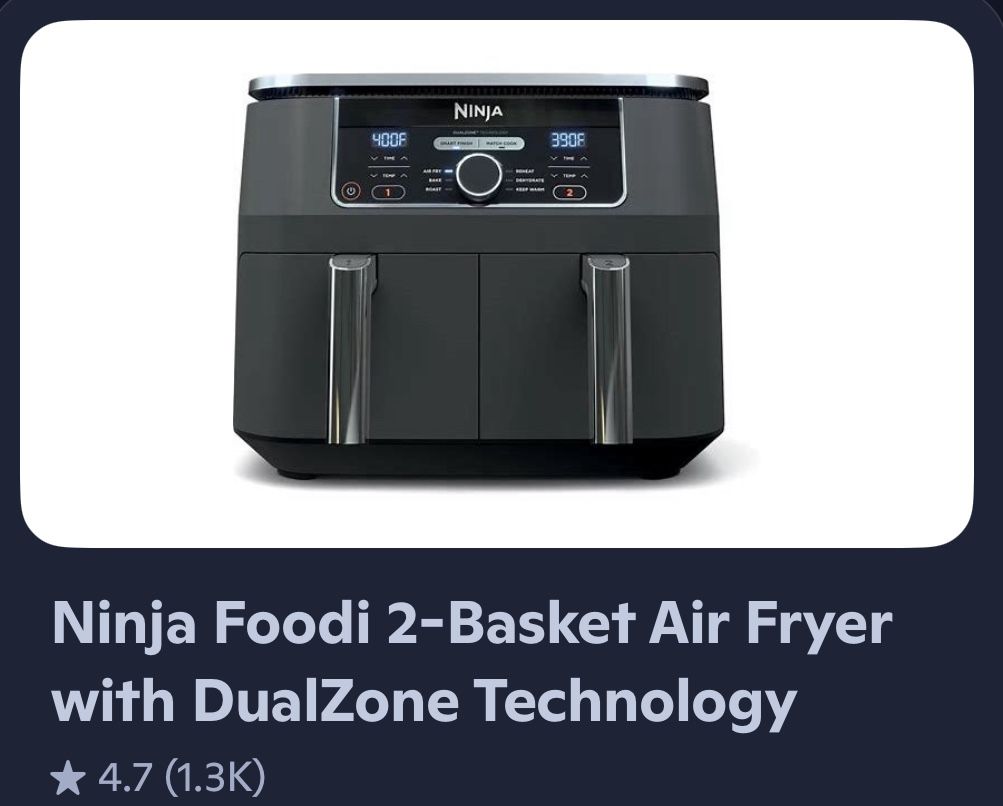 Ninja 2 Basket Air Fryer W/ Dual Zone Cooking