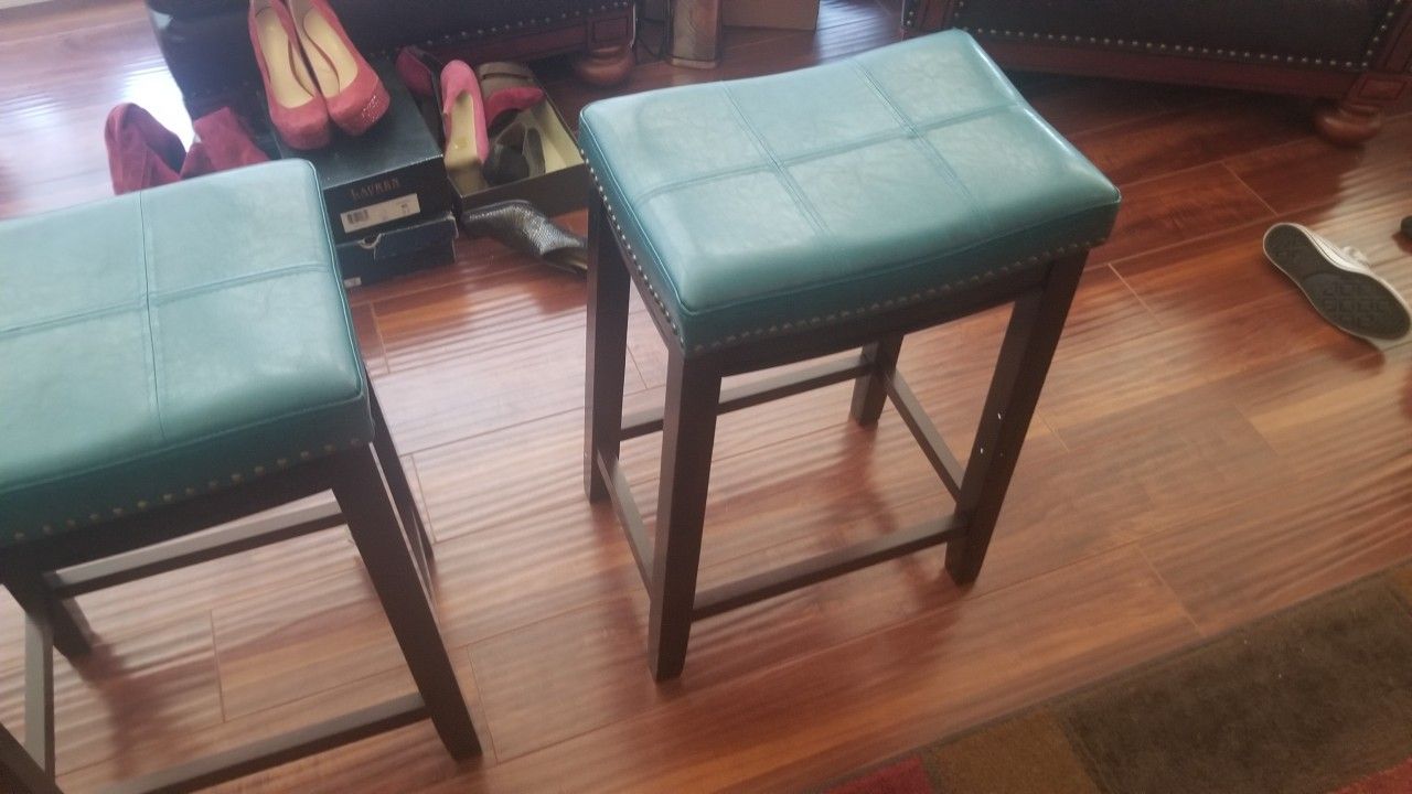 Leather Turquoise Stools with gold studs