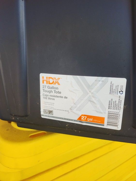 FREE HDX STORAGE TOTES WITH LIDS 27 GAL