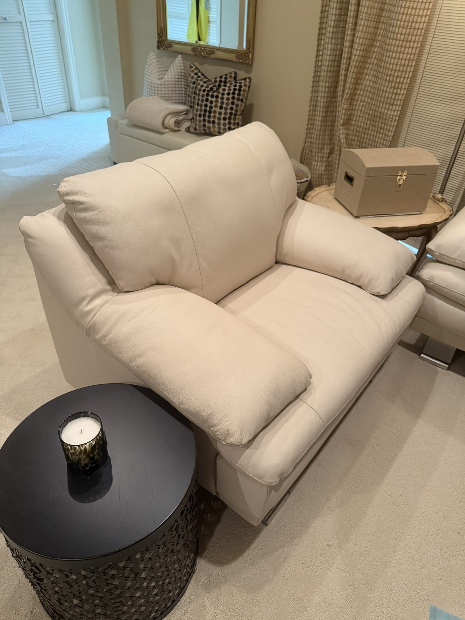 **Delivery available** Beautiful Oversized Italian Leather Chairs